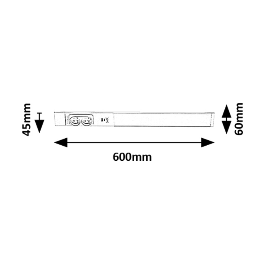 Rabalux - LED Virtuves zem skapīša lampa ar kontaktligzdām LED/18W/230V 4000K 60 cm balta