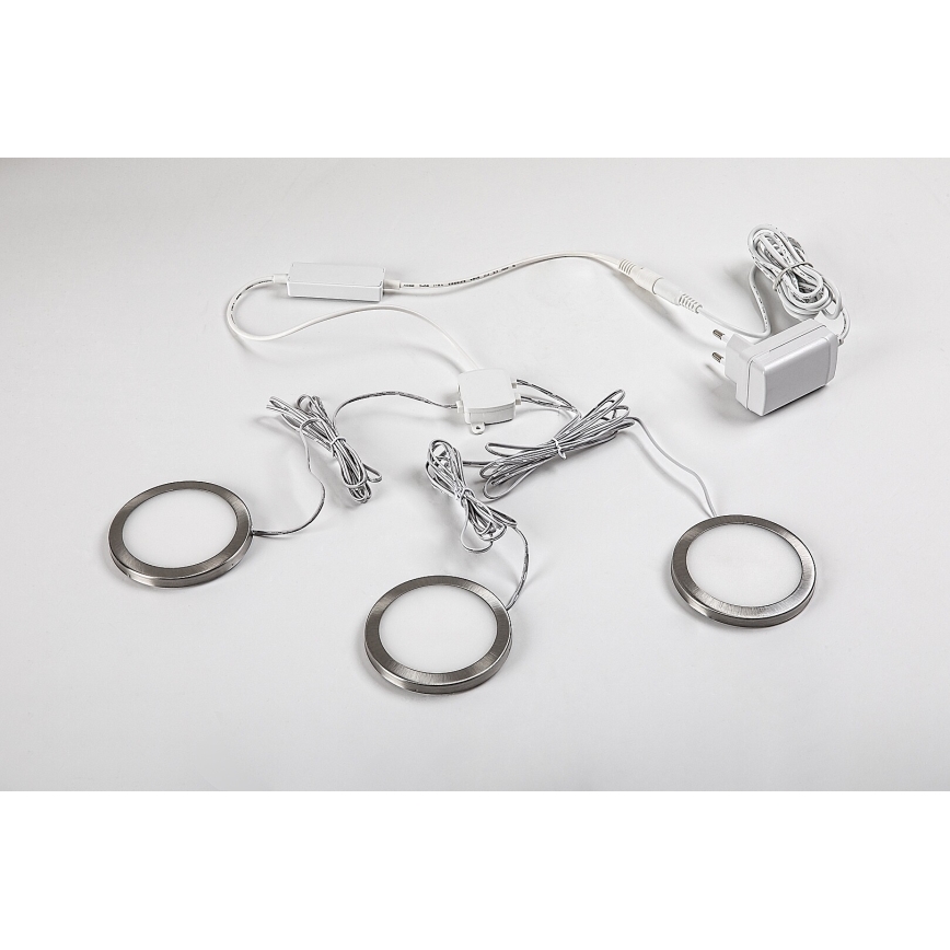 Rabalux - KOMPLEKTS 3x LED Aptumšojams skapja apgaismojums 3xLED/1W/230V 4000K