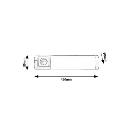 Rabalux - LED Virtuves zem skapīša lampa ar kontaktligzdu LED/5W/230V 4000K 45 cm matēts hroms