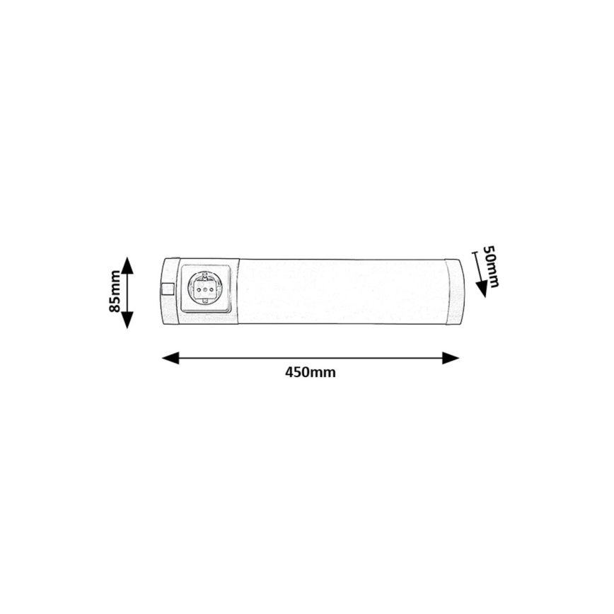 Rabalux - LED Virtuves zem skapīša lampa ar kontaktligzdu LED/5W/230V 4000K 45 cm matēts hroms