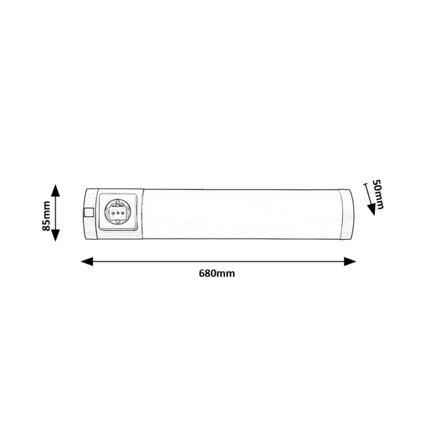 Rabalux - LED Virtuves zem skapīša lampa ar kontaktligzdu LED/8W/230V 4000K 68 cm matēts hroms