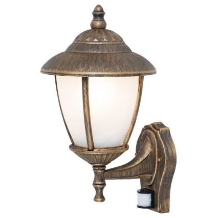 Rabalux - Āra sienas lampa ar sensoru 1xE27/60W/230V IP43, zeltaina