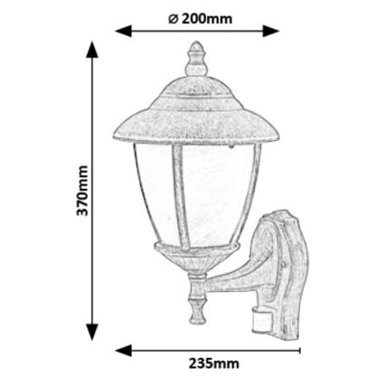 Rabalux - Āra sienas lampa ar sensoru 1xE27/60W/230V IP43, zeltaina