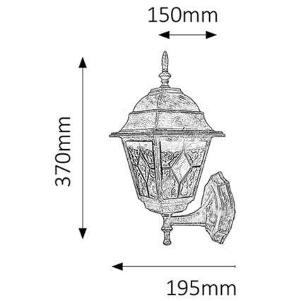 Rabalux - Āra sienas lampa 1xE27/60W/230V