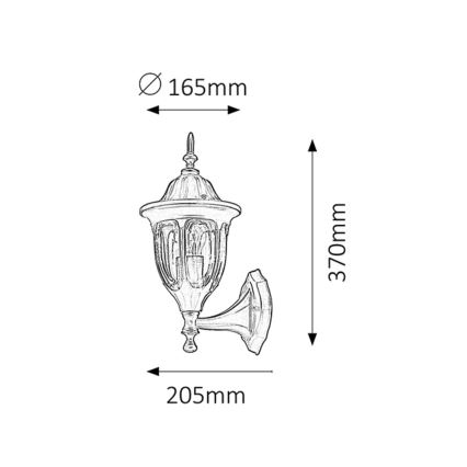 Rabalux - Āra sienas gaismeklis 1xE27/60W/230V IP43 melns