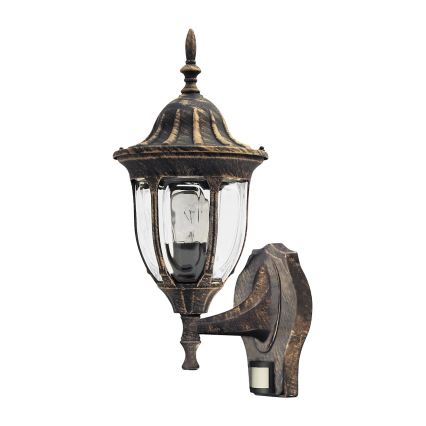 Rabalux - Āra sienas gaismeklis ar sensoru 1xE27/60W/230V IP43 zelta/patina/melna