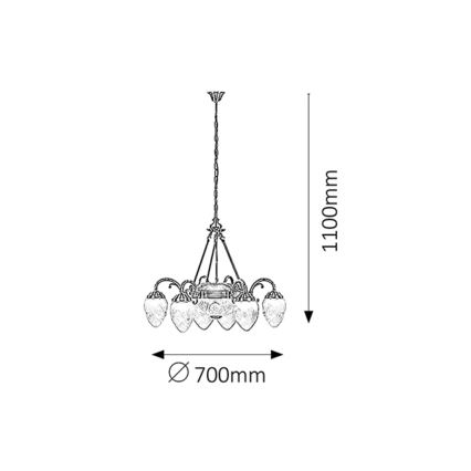 Rabalux 8636 - lustra uz ķēdes ANNABELLA 6xE14/40W+2xE27/60W