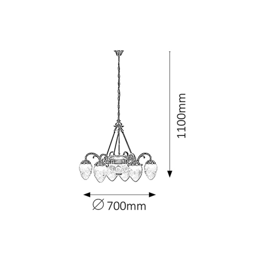 Rabalux 8636 - lustra uz ķēdes ANNABELLA 6xE14/40W+2xE27/60W