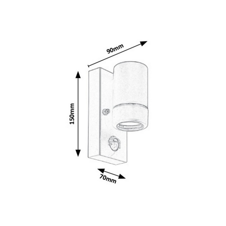 Rabalux - Āra sienas lampa ar sensoru 1xGU10/10W/230V melna IP44