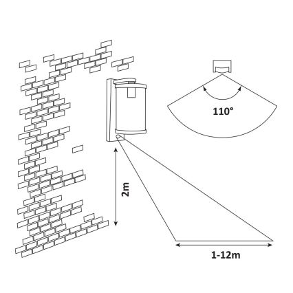 Rabalux - Āra sienas gaismeklis ar sensoru 1xE27/60W/230V IP44