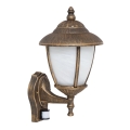 Rabalux - Āra sienas lampa ar sensoru 1xE27/60W/230V IP43, zeltaina