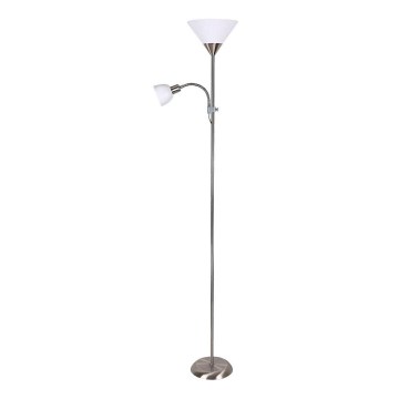 Rabalux - Grīdas lampa ACTION 1xE27/100W/230V + 1xE14/25W matēts hroms/balts