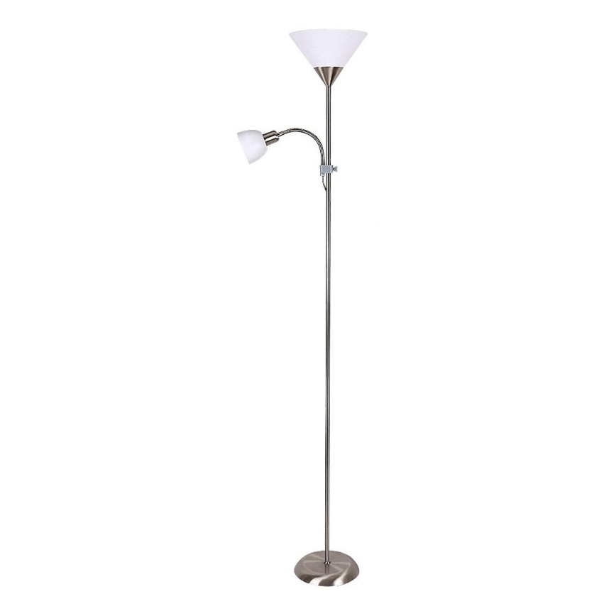 Rabalux - Grīdas stāvlampa 1xE27/100W+E14/25W matēts hroms/balta
