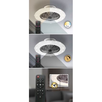 Rabalux - LED Aptumšojama griestu lampa ar ventilatoru  LED/30W/230V 3000-6500K + tālvadības pults