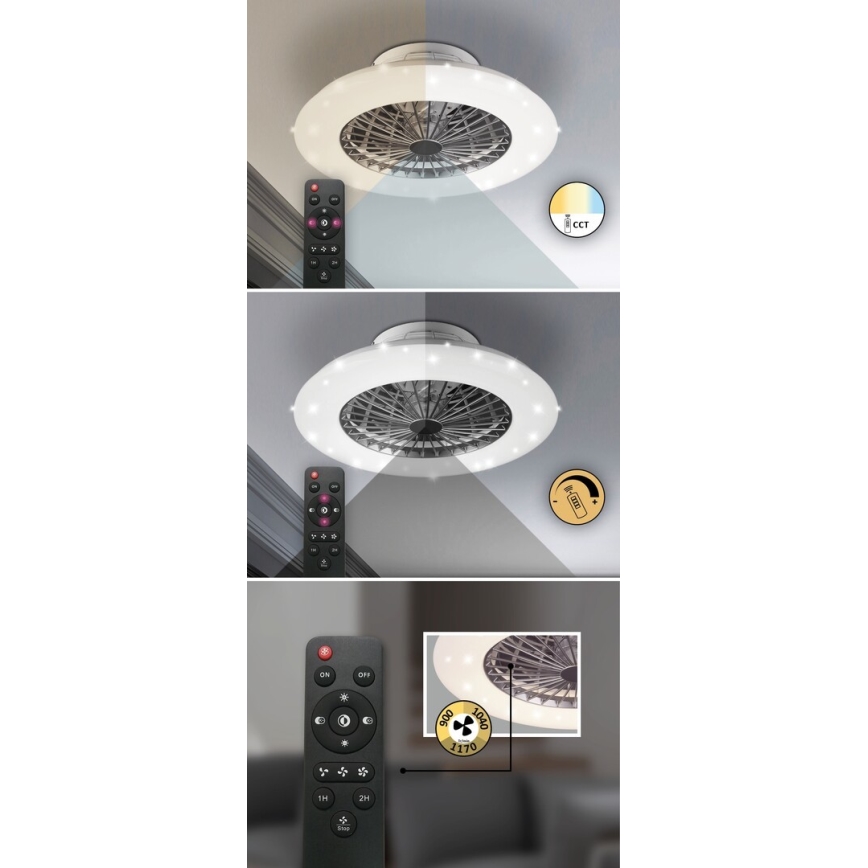 Rabalux - LED Aptumšojama griestu lampa ar ventilatoru  LED/30W/230V 3000-6500K + tālvadības pults