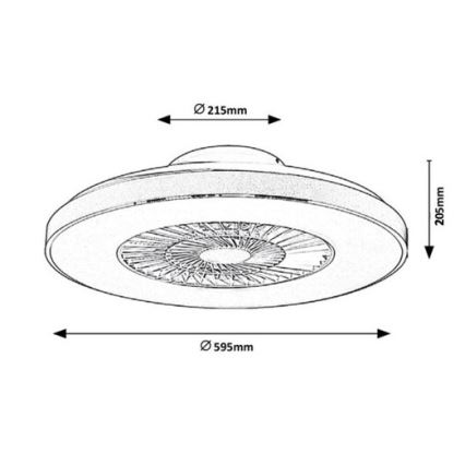 Rabalux - LED Aptumšojama griestu lampa ar ventilatoru LED/40W/230V 3000-6500K + tālvadības pults