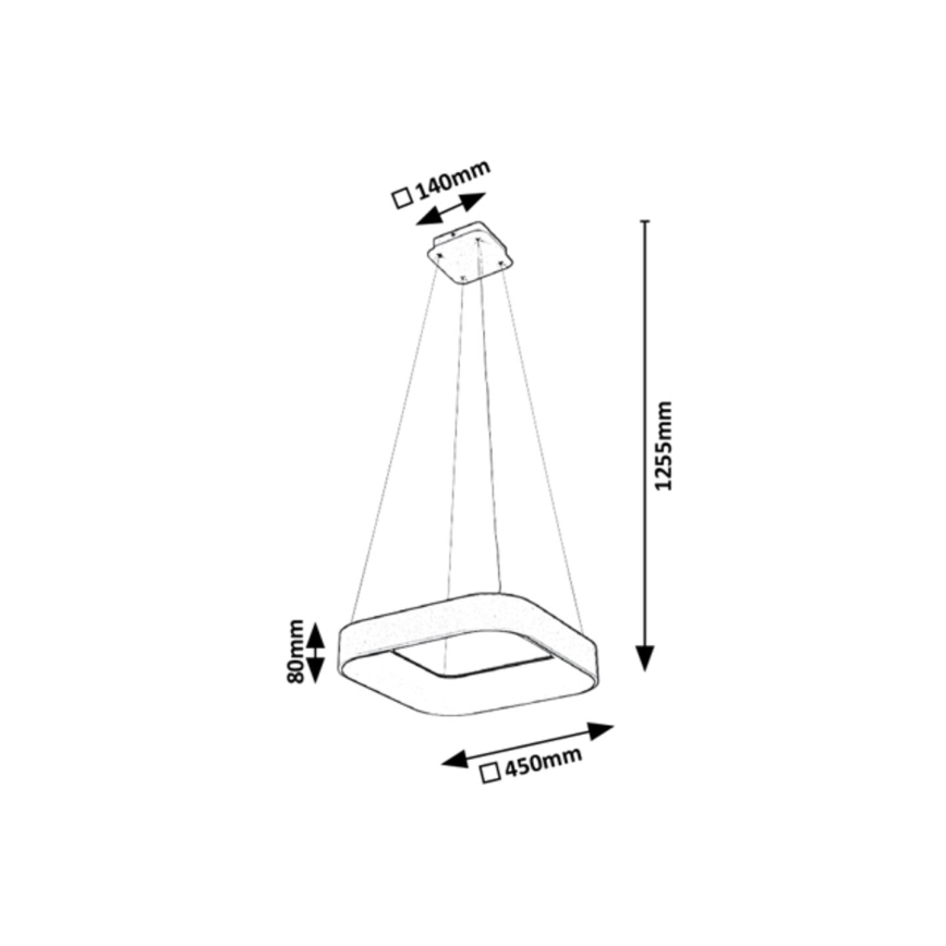 Rabalux -  LED Aptumšojama lustra ar auklu LED/28W/230V kvadrāts 3000-6000K + TP