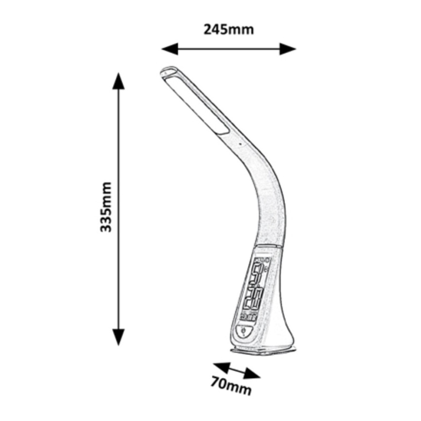 Rabalux - LED Aptumšojama skārienjūtīga galda lampa ar displeju LED/5W/230V melna
