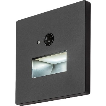 Rabalux - LED kāpņu gaismeklis ar kustības un krēslas sensoru LED/1W/230V 3000/4500/6500K melns