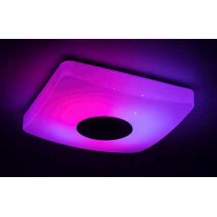 Rabalux - LED RGB regulējama griestu lampa ar skaļruni LED/18W/230V 3000-6000K Bluetooth + tālvadības pults 36,5x36,5 cm