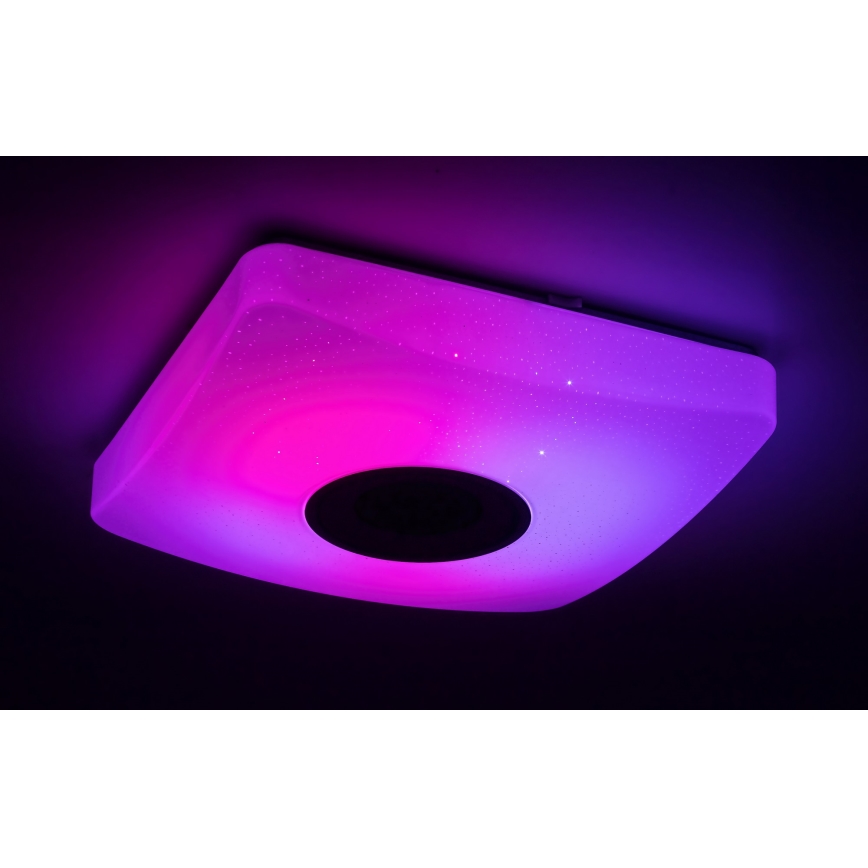 Rabalux - LED RGB regulējama griestu lampa ar skaļruni LED/18W/230V 3000-6000K Bluetooth + tālvadības pults 36,5x36,5 cm