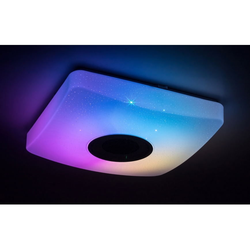 Rabalux - LED RGB regulējama griestu lampa ar skaļruni LED/18W/230V 3000-6000K Bluetooth + tālvadības pults 36,5x36,5 cm