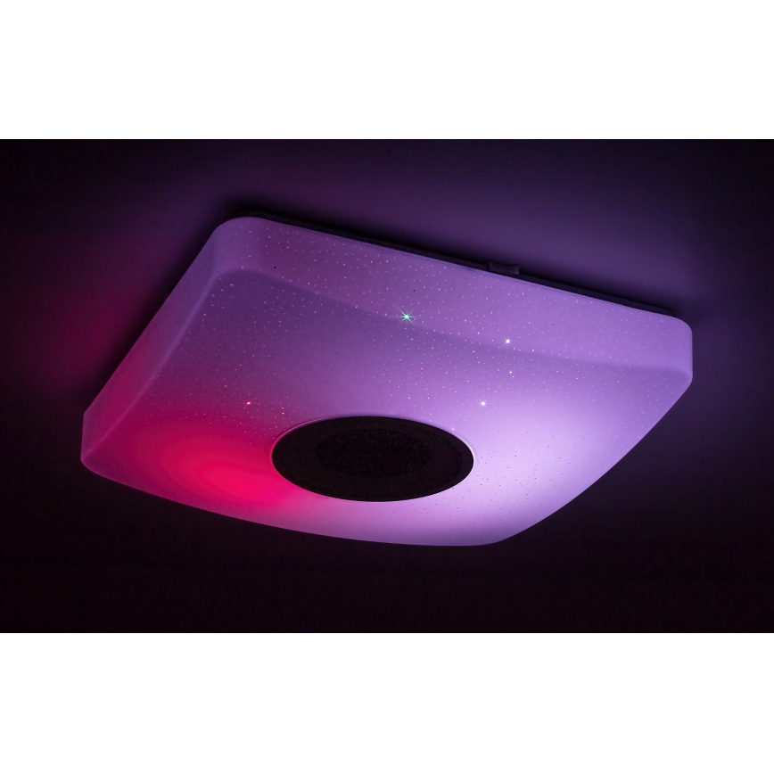 Rabalux - LED RGB regulējama griestu lampa ar skaļruni LED/18W/230V 3000-6000K Bluetooth + tālvadības pults 36,5x36,5 cm