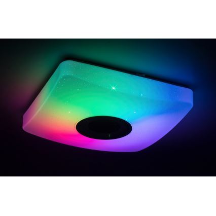 Rabalux - LED RGB regulējama griestu lampa ar skaļruni LED/18W/230V 3000-6000K Bluetooth + tālvadības pults 36,5x36,5 cm
