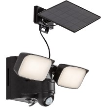 Rabalux - LED Saules enerģijas elastīga sienas lampa ar sensoru un ārējo paneli 2xLED/5W/3,7V IP54 melna