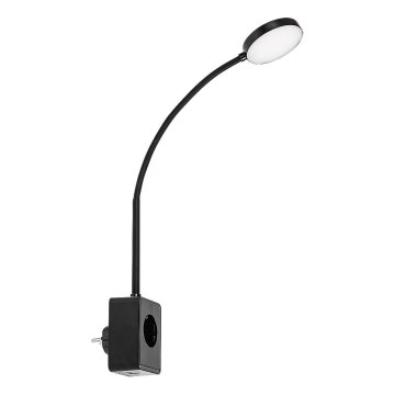 Rabalux - LED sienas lampa ar regulējamu spilgtumu LED/4W/230V ar USB portu kontaktligzdai melna