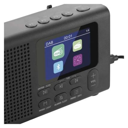 Radio DAB DAB+ FM 3W/5V/4xAA melna