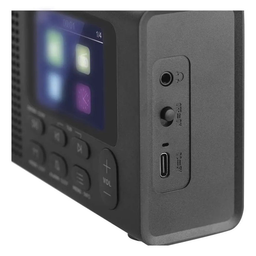 Radio DAB DAB+ FM 3W/5V/4xAA melna