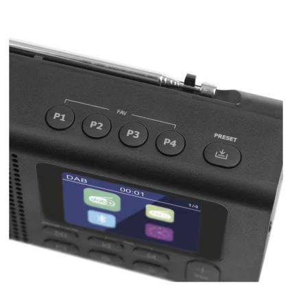 Radio DAB DAB+ FM 3W/5V/4xAA melna