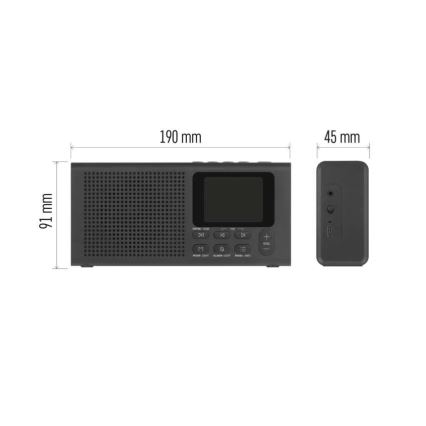 Radio DAB DAB+ FM 3W/5V/4xAA melna