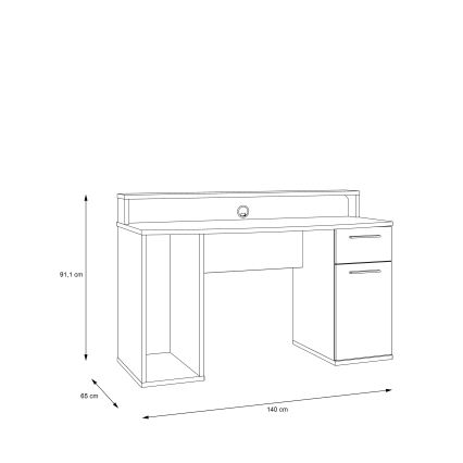 Rakstāmgalds ar apgaismojumu IVAR melns