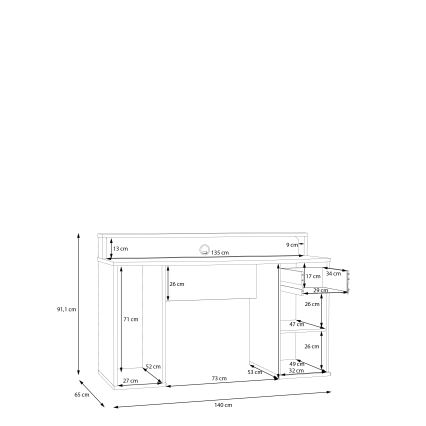 Rakstāmgalds ar apgaismojumu IVAR melns