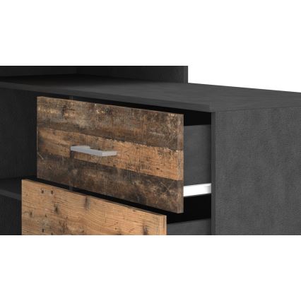 Rakstāmgalds ar atvilktnēm un universālu stūri (L/R) 120x120 cm JULES brūns/melns
