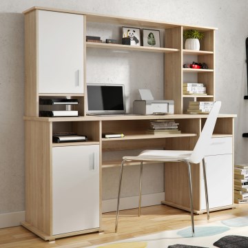 Rakstāmgalds ar plauktu ELIAN 160x53 cm sonomas ozols/balts