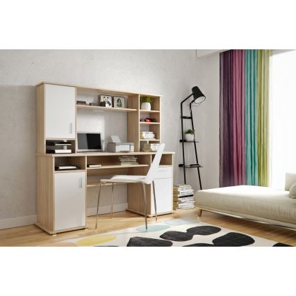 Rakstāmgalds ar plauktu ELIAN 160x53 cm sonomas ozols/balts