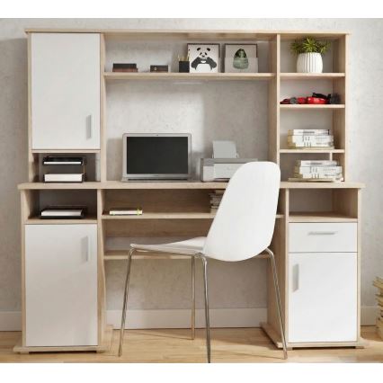 Rakstāmgalds ar plauktu ELIAN 160x53 cm sonomas ozols/balts