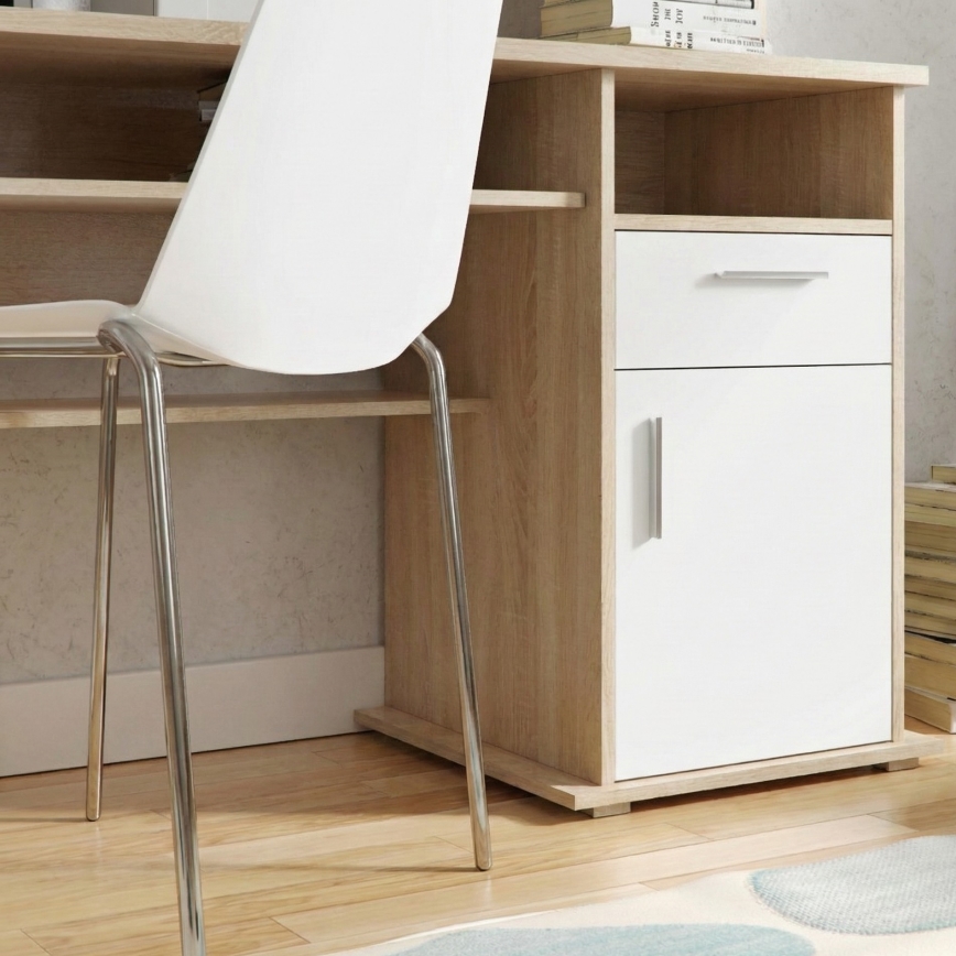 Rakstāmgalds ar plauktu ELIAN 160x53 cm sonomas ozols/balts