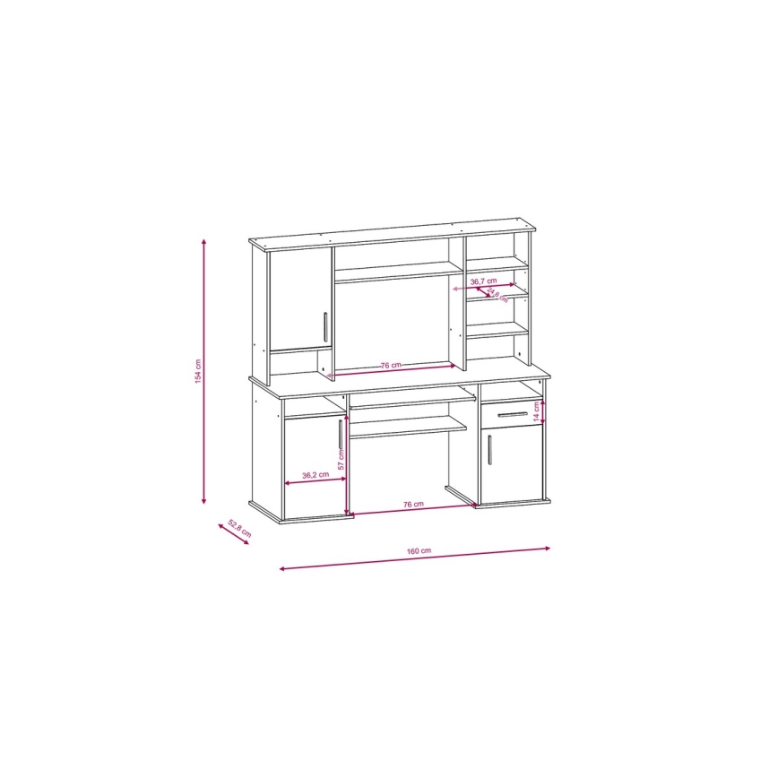 Rakstāmgalds ar plauktu ELIAN 160x53 cm sonomas ozols/balts