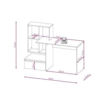 Rakstāmgalds ar plauktu MARLO artisan ozols/balts