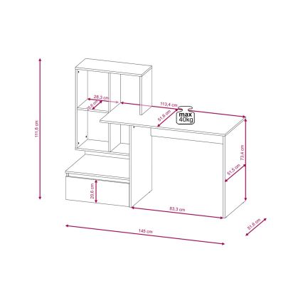 Rakstāmgalds ar plauktu MARLO ozols artisan/antracīts