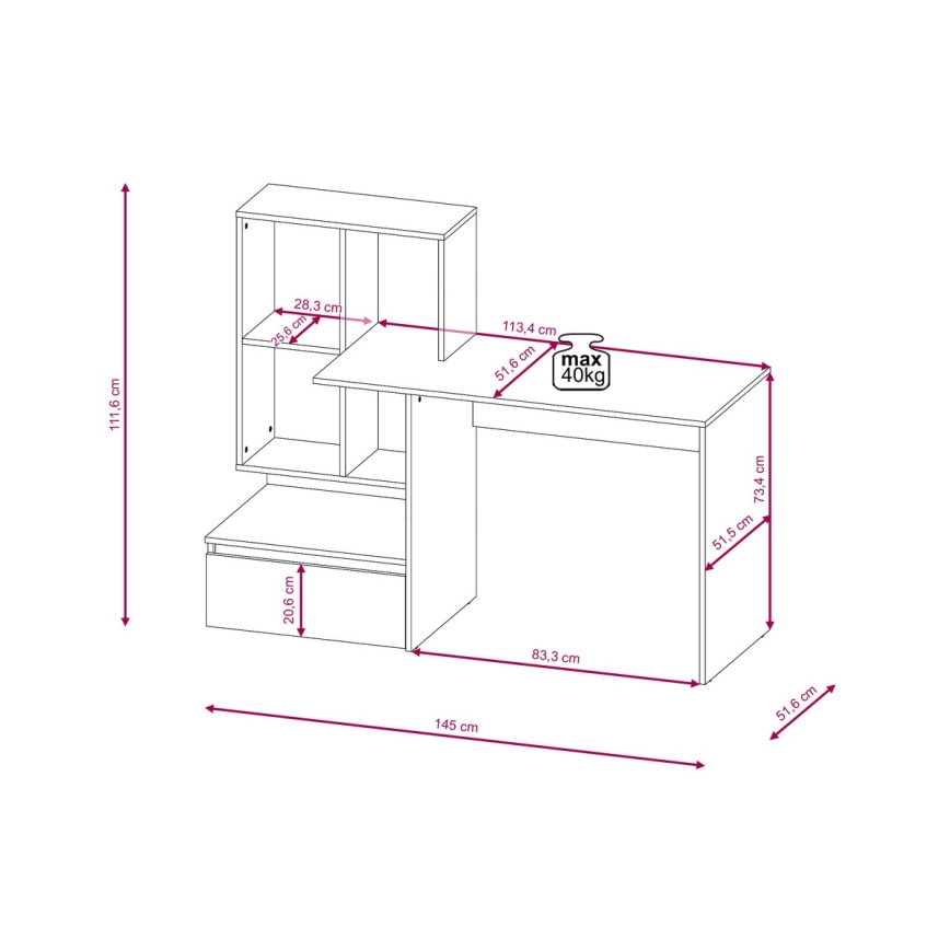 Rakstāmgalds ar plauktu MARLO ozols artisan/antracīts