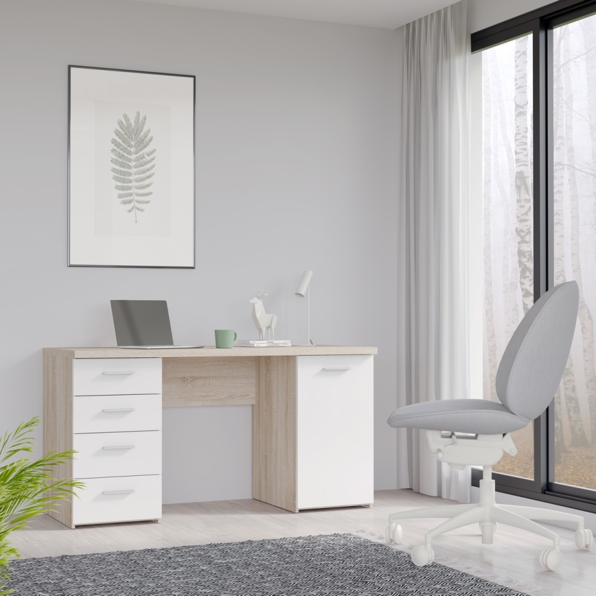 Rakstāmgalds ARENO — balts/sonoma ozols