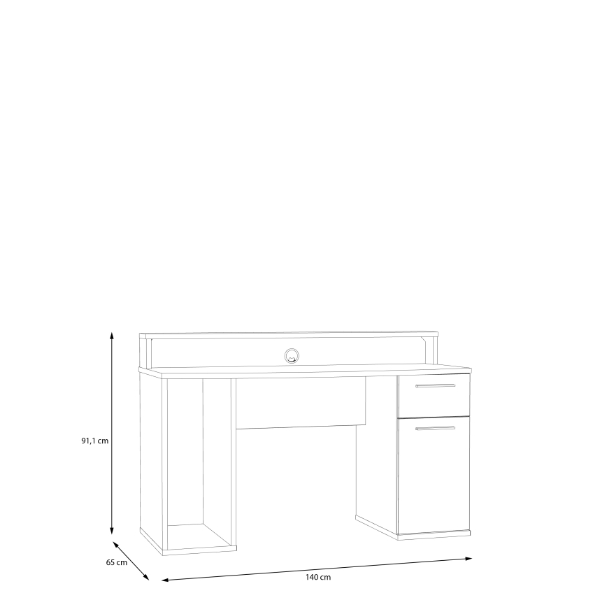 Rakstāmgalds IVAR ar integrētu apgaismojumu, balts