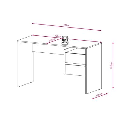 Rakstāmgalds MARLO ar atvilktnēm, artisan ozols/antracīts