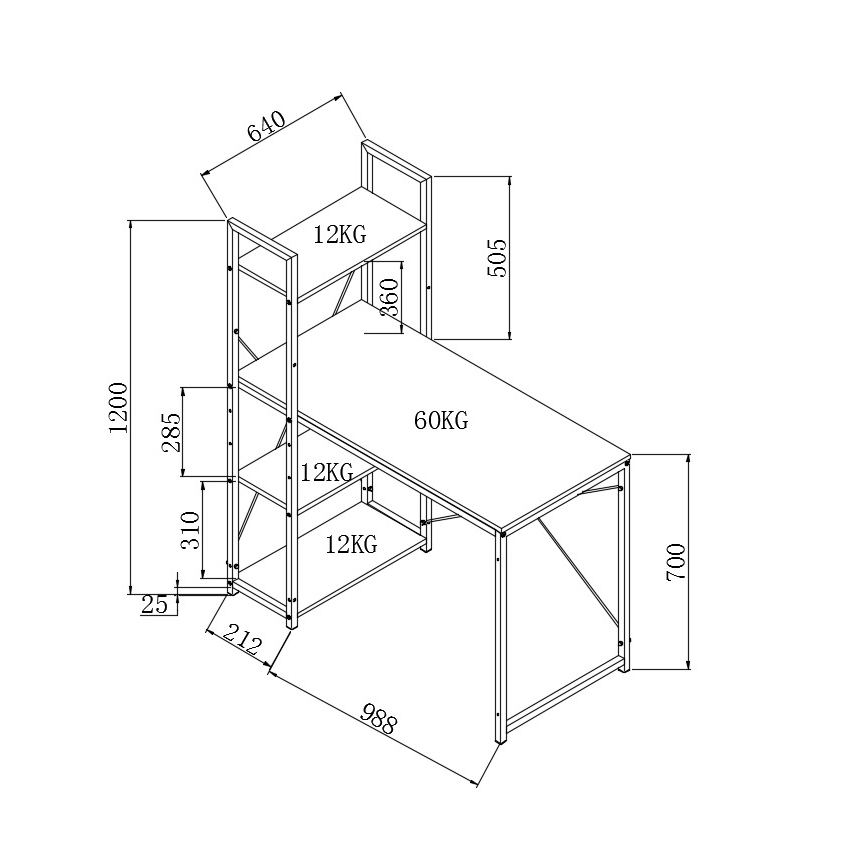 Rakstāmgalds SERENOR melns/sonoma ozols