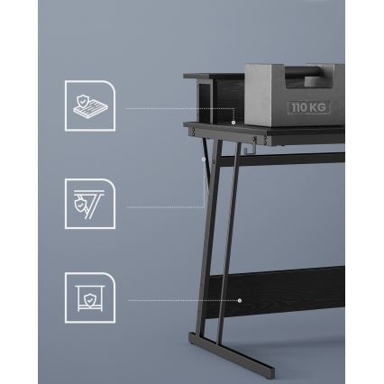 Rakstāmgalds SOLEA-X ar iebūvētu apgaismojumu, melns